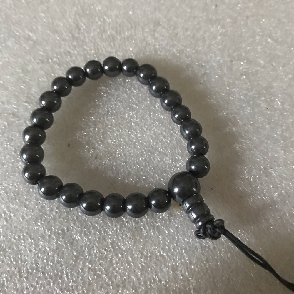 Men's Hematite Beaded Bracelet - Black